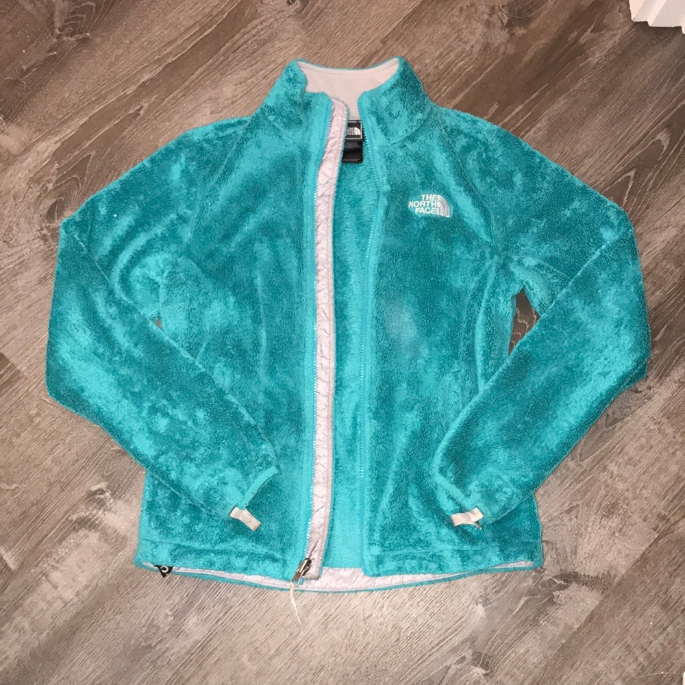 Turquoise NORTH FACE fluffy coat